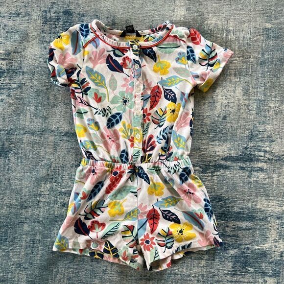 Kids Nautica Tropical Multicolor Leaf Print Romper Size 4 - Picture 1 of 4